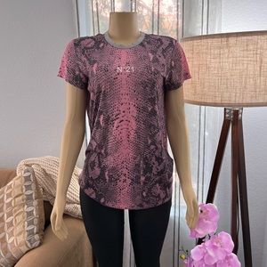 N°21 Pink Snake Print T Shirt Size M Medium Short Sleeve Designer MSRP $350